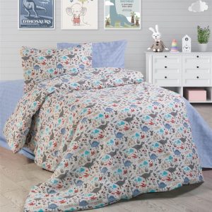 ΠΑΠΛΩΜΑ ΕΜΠΡΙΜΕ kids Dino 309 160X240 White-Blue Cott/Pol 70/30