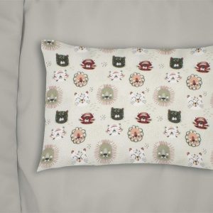 Μαξιλαροθήκη Εμπριμέ bebe Big Cats 27 35X45 Light Olive 100% Cotton - Image 1