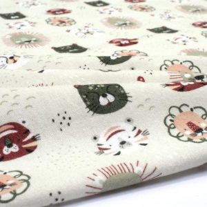 Πάνα Χασέ bebe Big Cats 27 80X80 Light Olive 100% Cotton - Image 1