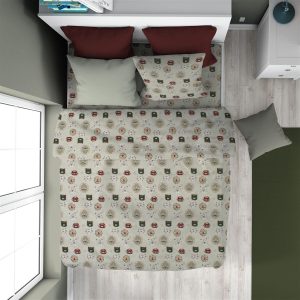 Πάπλωμα Εμπριμέ kids Big Cats 27 160X240 Light Olive 100% Cotton