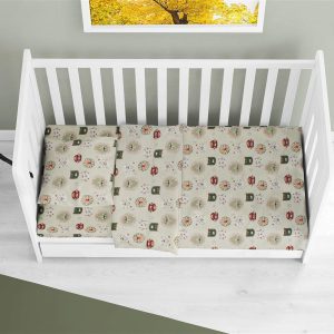 Σεντόνια Εμπριμέ Σετ 3 τεμ bebe Big Cats 27 120X160 Light Olive 100% Cotton