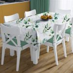 Αλέκιαστο Σετ 2 τεμ Τραπεζομάντηλο Ψηφιακής Εκτύπωσης Green Leaves 462 140X140 & Τραβέρσα 40X140 White-Green 70/30 Cott/Pol
