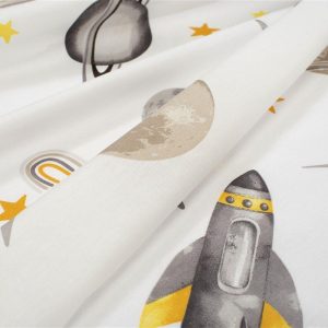 Πάνα Χασέ bebe Space Mission 183 80X80 White-Grey 100% Cotton