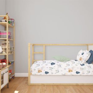 Κατωσέντονο Με Λάστιχο bebe Rainbow 574 0,70X1,40X0,15 White-Blue 100% Cotton