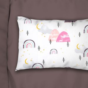 Μαξιλαροθήκη Εμπριμέ kids Rainbow 575 50X70 White-Pink 100% Cotton