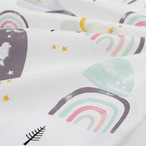 Σεντονάκι Λίκνου bebe Rainbow 575 80X110 White-Pink 100% Cotton