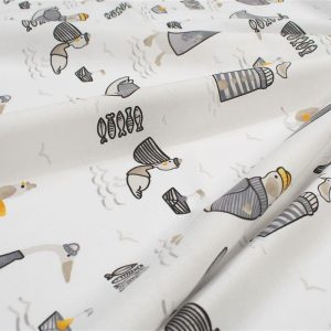 Πάνα Χασέ bebe Seabirds 578 80X80 White-Grey 100% Cotton