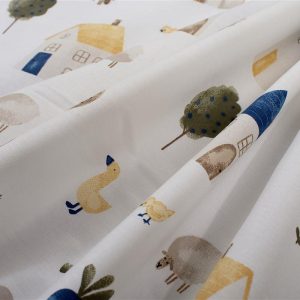 Σεντονάκι Λίκνου bebe Village 579 80X110 White-Green 100% Cotton