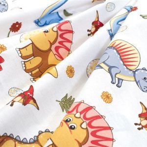Σεντονάκι Λίκνου bebe Dinosaur 519 80X110 White-Blue 100% Cotton