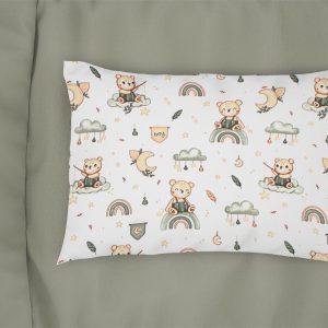 Μαξιλαροθήκη Εμπριμέ bebe Cloudy Bear 581 35X45 White-Olive 100% Cotton