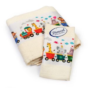 Πετσέτα Σετ 2 τεμ Με Ψηφιακή Εκτύπωση bebe Train 347 30X50,70X140 Ecru 100% Cotton