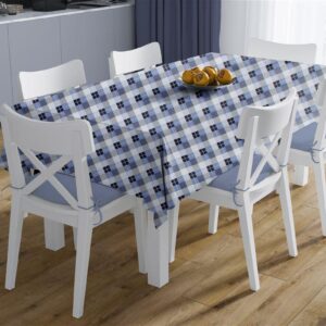 Αλέκιαστο Σετ 2 τεμ Τραπεζομάντηλο Checkered 468 140X140 & Τραβέρσα 40X140 Blue 70/30 Cott/Pol