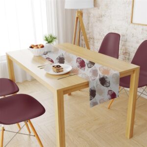 Τραβέρσα Αλέκιαστη Leaves 467 40X180 Brown 70/30 Cott/Pol