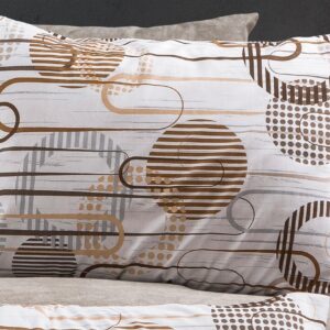 Μαξιλαροθήκη Εμπριμέ Διώνη 600 50X70 White-Mocha 70/30 Cott/Pol