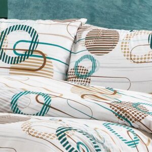 Μαξιλαροθήκη Εμπριμέ Διώνη 601 50X70 White-Petrol 70/30 Cott/Pol