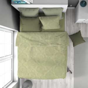 Παπλωματοθήκη Εμπριμέ Άρτεμις 704 160X240 Light Olive 100% Cotton