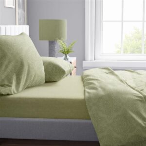 Σεντόνια Εμπριμέ Σετ 4 τεμ Άρτεμις 704 220X240 Light Olive 100% Cotton