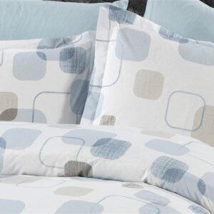 Μαξιλαροθήκη Εμπριμέ Μελίνα 707 50X70 White-Light Blue 100% Cotton