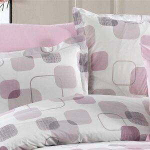 Μαξιλαροθήκη Εμπριμέ Μελίνα 709 50X70 White-Lilac 100% Cotton