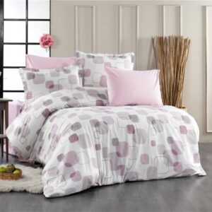 Σεντόνια Εμπριμέ Σετ 4 τεμ Μελίνα 709 240X270 White-Lilac 100% Cotton