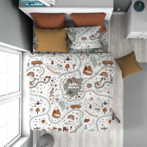 Πάπλωμα Εμπριμέ kids Countryside 580 160X240 White-Mint 100% Cotton