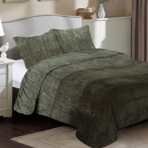 Κουβέρτα Coral Fleece Solid 07 160X220 Olive 100% Polyester