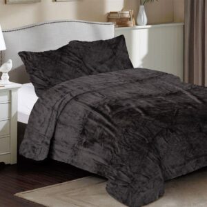 Κουβέρτα Coral Fleece Solid 08 160X220 Grey-Black 100% Polyester