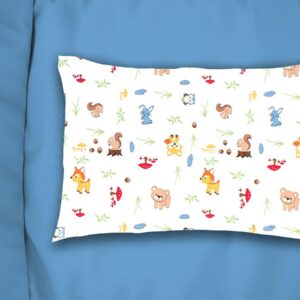 Μαξιλαροθήκη Εμπριμέ bebe Forest Animals 070 35X45 White-Sky Blue 100% Cotton Flannel