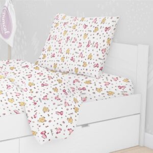 Μαξιλαροθήκη Εμπριμέ kids Elephant 072 50X70 White-Pink 100% Cotton Flannel