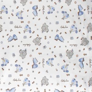 Πάνα Φανέλα bebe Elephant 074 80X80 White-Sky Blue 100% Cotton Flannel