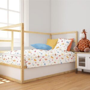 Πάπλωμα Εμπριμέ bebe Forest Animals 070 120X160 White-Sky Blue 100% Cotton Flannel