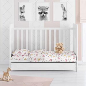 Παπλωματοθήκη Εμπριμέ bebe Elephant 072 120X160 White-Pink 100% Cotton Flannel