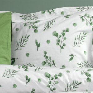 Μαξιλαροθήκη Εμπριμέ Μυρτώ 351 50X70 Green 100% Cotton Flannel