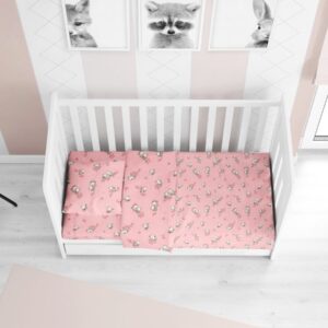 ΚΑΤΩΣΕΝΤΟΝΟ ΜΕ ΛΑΣΤΙΧΟ bebe Birds 15 0,70X1,40X0,15 Pink Flannel cotton 100%