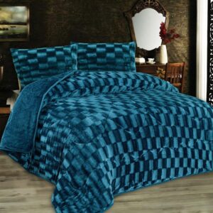 Κουβερτοπάπλωμα με εφέ Fleece 750 gsm 1940 Petrol 160X220 100% Polyester
