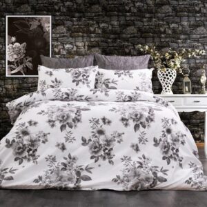 Παπλωματοθήκη Εμπριμέ Βερονίκη 487 160X240 White-Grey 70/30 Cott/Pol