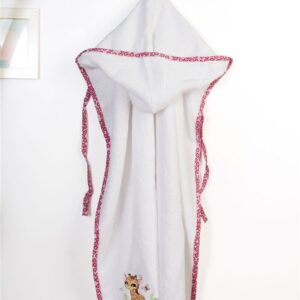 Κάπα Με Κέντημα bebe Giraffe 172 75X85 White-Pink 100% Cotton
