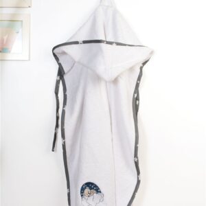 Κάπα Με Κέντημα bebe Cloudy Bear 176 75X85 White-Grey 100% Cotton