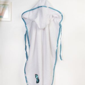 Κάπα Με Κέντημα bebe Dinosaur 180 75X85 White-Sky Blue 100% Cotton