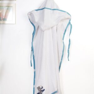 Κάπα Με Κέντημα bebe Aviator 184 75X85 White-Sky Blue 100% Cotton