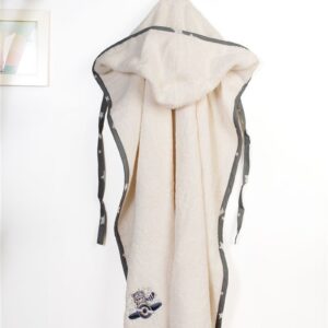 Κάπα Με Κέντημα bebe Aviator 185 75X85 Ecru-Grey 100% Cotton