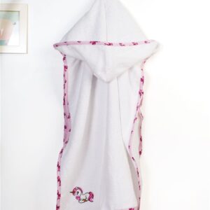 Κάπα Με Κέντημα bebe Unicorn 188 75X85 White-Pink 100% Cotton