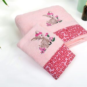 Πετσέτα Με Κέντημα Σετ 2 τεμ bebe Deer 196 30X50,70X140 Pink 100% Cotton