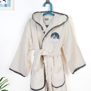 Μπουρνούζι Με Κέντημα kids Cloudy Bear 177 Size: 02 Ecru-Grey 100% Cotton