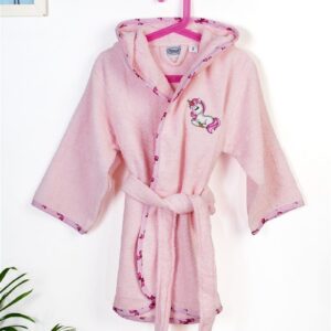 Μπουρνούζι Με Κέντημα kids Unicorn 187 Size: 04 Pink 100% Cotton