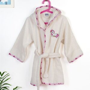 Μπουρνούζι Με Κέντημα kids Unicorn 189 Size: 04 Ecru-Pink 100% Cotton