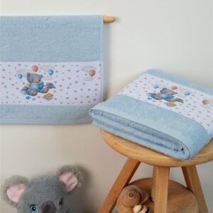 ΠΕΤΣΕΤΑ Με Ψηφιακή Εκτύπωση Σετ 2 τεμ bebe Studying Bear 36 30X50,70X140 Σιελ 100% Cotton