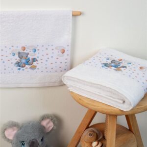 ΠΕΤΣΕΤΑ Με Ψηφιακή Εκτύπωση Σετ 2 τεμ bebe Studying Bear 38 30X50,70X140 Λευκό 100% Cotton