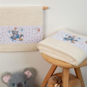 ΠΕΤΣΕΤΑ Με Ψηφιακή Εκτύπωση Σετ 2 τεμ bebe Studying Bear 39 30X50,70X140 Εκρού 100% Cotton