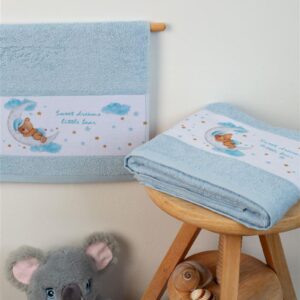 ΠΕΤΣΕΤΑ Με Ψηφιακή Εκτύπωση Σετ 2 τεμ bebe Sweet Dreams 551 30X50,70X140 Σιελ 100% Cotton